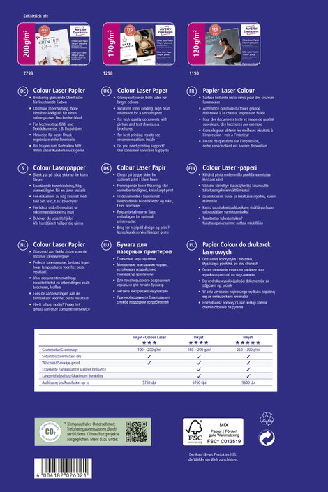 Avery-Zweckform Premium Laser Papier hochglänzend 2798 Lézer nyomtatópapír DIN A4 200 g/m² 100 lap F 2. kép