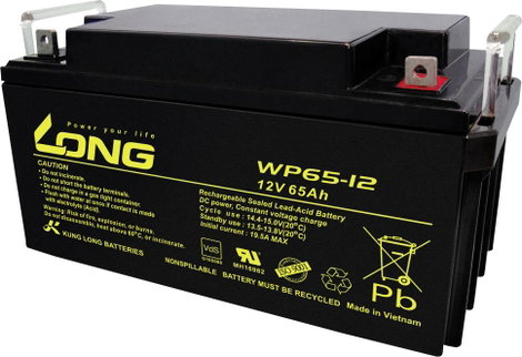 Long WP65-12 Ólomakku 12 V 65 Ah Ólom-vlies (AGM) (Sz x Ma x Mé) 350 x 174 x 166 mm M6 csavaros csat