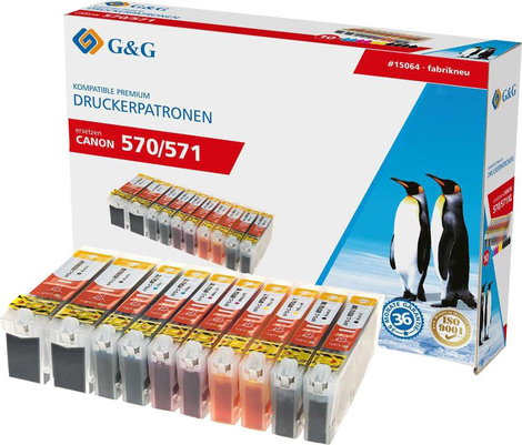 G&G Tinta helyettesíti Canon PGI-570PGBK XL, CLI-571BK XL, CLI-571C XL, CLI-571M XL, CLI-571Y XL Kom