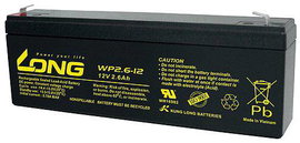 Long WP2.6-12 Ólomakku 12 V 2.6 Ah Ólom-vlies (AGM) (Sz x Ma x Mé) 178 x 66 x 35 mm 4,8 mm-es laposé