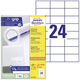 Avery-Zweckform 3475-200 Univerzális etikett 70 x 36 mm Papír Fehér 5280 db Véglegesen tapadó Tintas