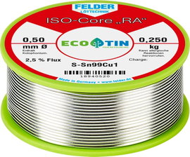 Felder Löttechnik ISO-Core RA Sn99Cu1 Forrasztóón, ólommentes Tekercs Sn99,3Cu0,7 0.250 kg 0.5 mm