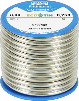 Felder Löttechnik Cu-Rotin® 4 Forrasztóón Tekercs, Ólommentes Sn97Ag3 250 g 3 mm