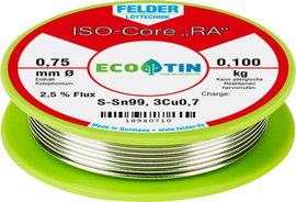Felder Löttechnik ISO-Core RA Sn99Cu1 Forrasztóón, ólommentes Tekercs Sn99,3Cu0,7 0.100 kg 0.75 mm