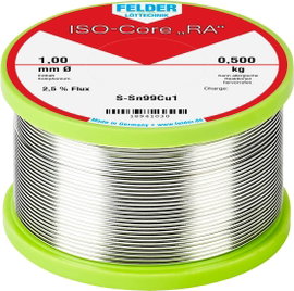 Felder Löttechnik ISO-Core RA Sn99Cu1 Forrasztóón, ólommentes Tekercs Sn99,3Cu0,7 0.500 kg 1 mm