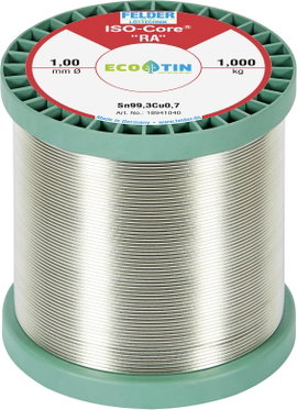Felder Löttechnik ISO-Core RA Sn99Cu1 Forrasztóón, ólommentes Tekercs Sn99,3Cu0,7 1.000 kg 1 mm