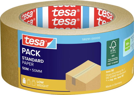 tesa Packband tesapack® Paper Standard 58291-00000-00 Csomagolószalag Barna (H x Sz) 50 m x 50 mm 1