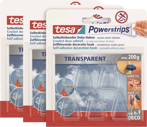 tesa POWERSTRIPS® Ragasztó kampó Kicsi Átlátszó