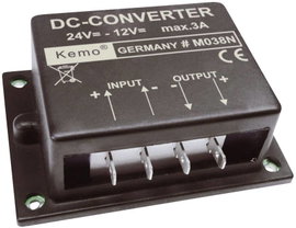 Feszültségváltó modul 24 V/DC-ről 12 V/DC-re, bemenet: 24 - 26 V, kimenet: 12 V, 3 A, KEMO M038N