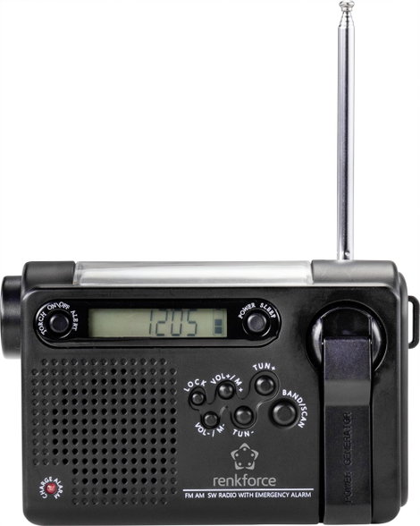 Akkus táskarádió URH, AM, KH, fekete, Renkforce RF-CR-200 4. kép
