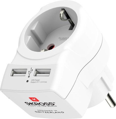 Skross 1500282 Köztes dugalj USB-vel Fehér