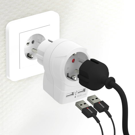 Skross 1500282 Köztes dugalj USB-vel Fehér 2. kép