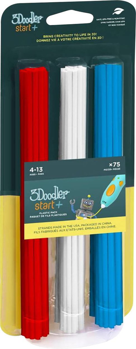 3Doodler 3DS-ECO-MIX1-75 Start Mix 1 3D nyomtatószál PLA műanyag Piros, Fehér, Kék 75 db
