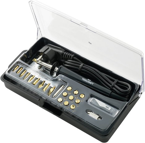 Piropáka, pirogravírozó, pirográf, besütő páka készlet, 30 W, max 580 °C, Toolcraft MD-30WBPP 2. kép