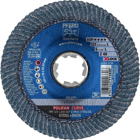 PFERD 67689063 PFR 125-L Z 40 SGP CURVE STEELOX/X-LOCK Felületcsiszoló korong Ø 125 mm Furat átmérő 2. kép