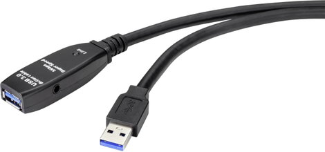 Renkforce USB kábel USB 3.2 Gen1 (USB 3.0 / USB 3.1 Gen1) USB-A dugó, USB-A alj 5.00 m Fekete RF-459