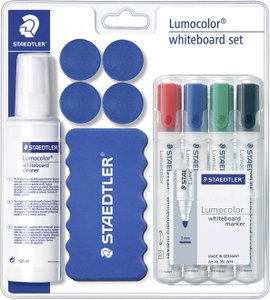 Staedtler Lumocolor Whiteboard Set 613 S 613 S Táblafilc Fekete, Kék, Piros, Zöld Táblatörlővel, tis