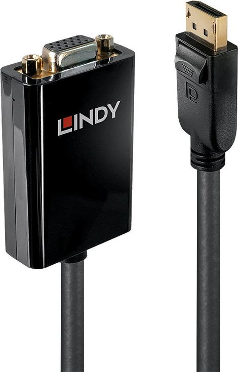 LINDY Kijelző csatlakozó / VGA Átalakító kábel DisplayPort dugó, VGA 15 pólusú alj 0.15 m Fekete 410