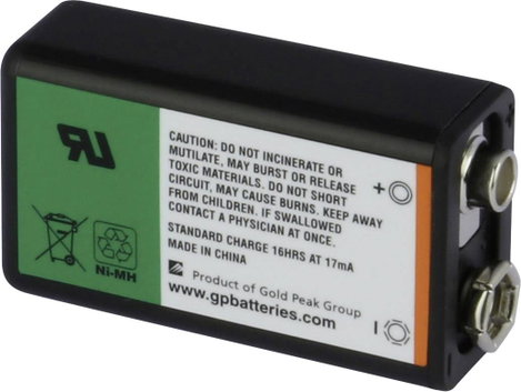 9V akku NiMH 9,6 V 170 mAh, GP 6LR61, HR6F22, HR9V, HR22, 6LR21, 6AM6, 6LP3146, MN1604, E Block 4. kép