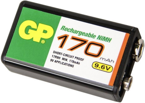 9V akku NiMH 9,6 V 170 mAh, GP 6LR61, HR6F22, HR9V, HR22, 6LR21, 6AM6, 6LP3146, MN1604, E Block 8. kép