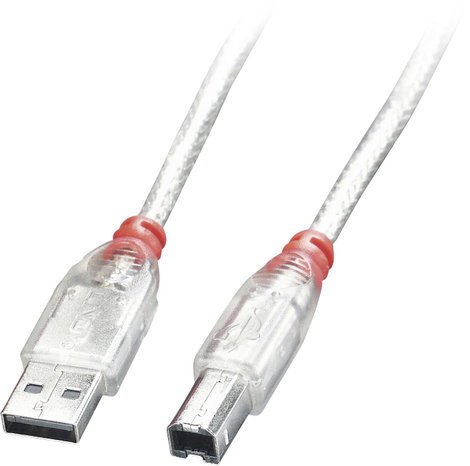 LINDY USB kábel USB 2.0 USB-A dugó, USB-B dugó 0.20 m Átlátszó 41750