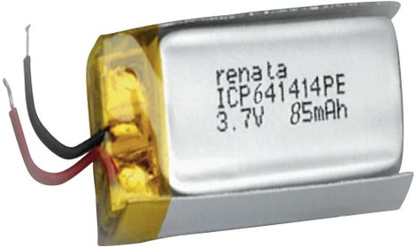 Renata lítium-polimer akku 3,7 V, 85 mAh, 14,9 x 16,8 x 6,8 mm, ICP641414PE