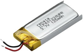 Renata lítium-polimer akku 3,7 V, 130 mAh, 31 x 12,7 x 4,5 mm, ICP401230UPR