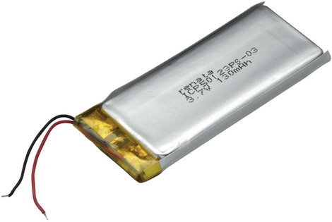 Renata lítium-polimer akku 3,7 V, 130 mAh, 31,5 x 12,5 x 5,4 mm, ICP50123PS