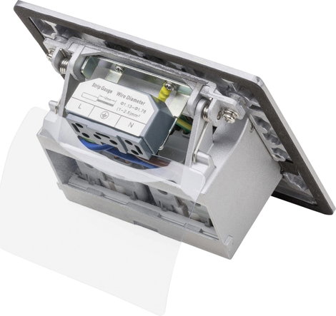 LEDmaxx 105625 2 részes Padlóba építhető dugalj Gyermekvédelem IP20 Alumínium 6. kép