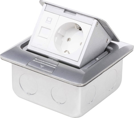 LEDmaxx 105626 1 részes Padlóba építhető dugalj Cat5 aljal IP20 Alumínium