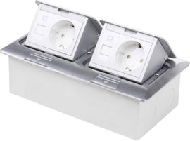 LEDmaxx 105627 2 részes Padlóba építhető dugalj Cat5 aljal, Gyermekvédelem Alumínium