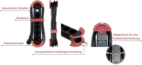 Maxtrack NV 60-5 L Elosztó kapcsolóval Fekete Védőérintkezős 1 db 7. kép