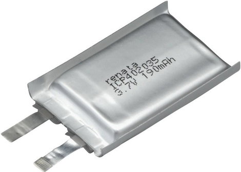 Renata lítium-polimer akku 3,7 V, 195 mAh, 35 x 20 x 4,4 mm, ICP402035