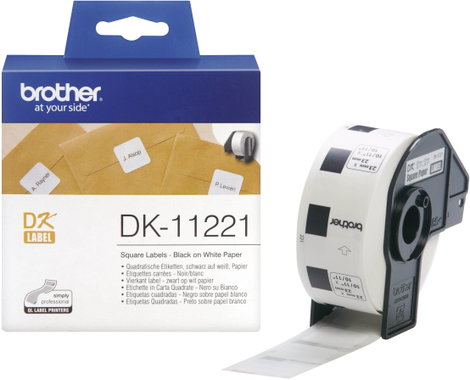 Brother DK-11221 Etikett tekercs 23 x 23 mm Papír Fehér 1000 db Véglegesen tapadó DK11221 Univerzáli
