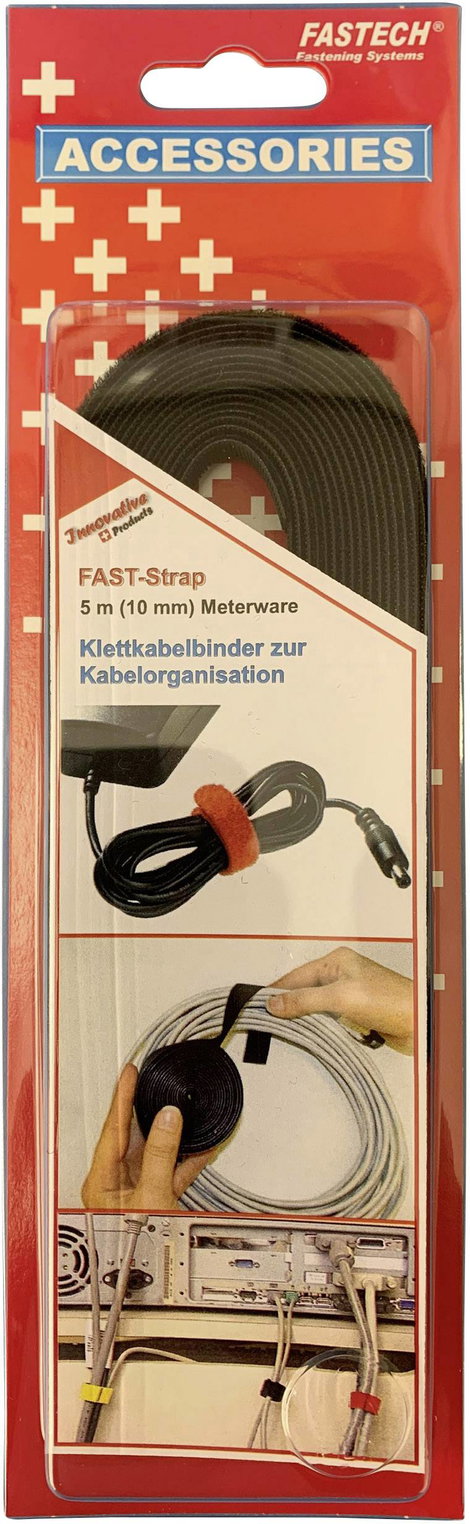 FASTECH® 696-330C Tépőzár Kötegeléshez Bolyhos és horgos fél (H x Sz) 5000 mm x 10 mm Fekete 5 m