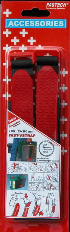 FASTECH® 689-330C Tépőzár Pánttal Bolyhos és horgos fél (H x Sz) 900 mm x 25 mm Fekete, Piros 2 db