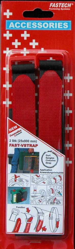 FASTECH® 689-330C Tépőzár Pánttal Bolyhos és horgos fél (H x Sz) 900 mm x 25 mm Fekete, Piros 2 db