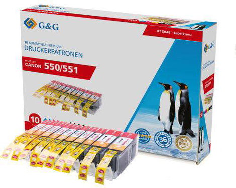 G&G Tinta helyettesíti Canon PGI-550PGBK XL, CLI-551BK XL, CLI-551C XL, CLI-551M XL, CLI551Y XL Komp