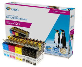 G&G Tinta helyettesíti Brother LC-123BK, LC-123C, LC-123M, LC-123Y Kompatibilis Kombinált csomag Fek