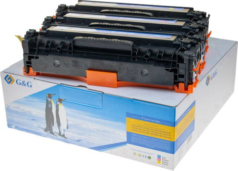 G&G Toner kazetta Kombinált csomag helyettesíti HP 125A, 128A, CF373AM, CF371AM Cián, Bíbor, Sárga 1
