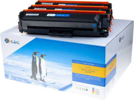 G&G Toner kazetta Kombinált csomag helyettesíti HP 410X, CF411X, CF412X, CF413X, CF252XM Cián, Bíbor