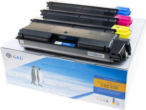 G&G Toner kombi csomag helyettesíti Kyocera TK-590K, TK-590C, TK-590M, TK-590Y Kompatibilis Fekete,