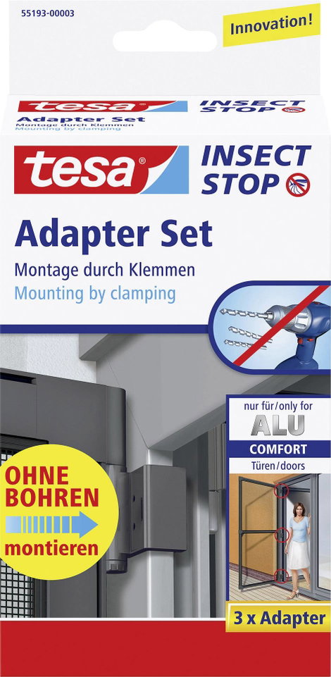 tesa 55193-03 Adapter Alu Comfort Légyfogó rács adapter készlet Alkalmas Tesa Tesa Fliegengitter 3 d 2. kép