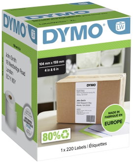 DYMO Etikett tekercs S0904980 S0904980 159 x 104 mm Papír Fehér 220 db Véglegesen tapadó Csomagküldő