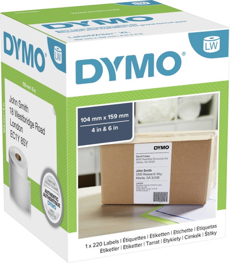 DYMO Etikett tekercs S0904980 S0904980 159 x 104 mm Papír Fehér 220 db Véglegesen tapadó Csomagküldő 2. kép
