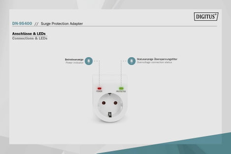 Digitus DN-95400 neu Túlfeszültség ellen védő köztes dugalj Túlfeszültség elleni védelem: Dugalj 13. 7. kép