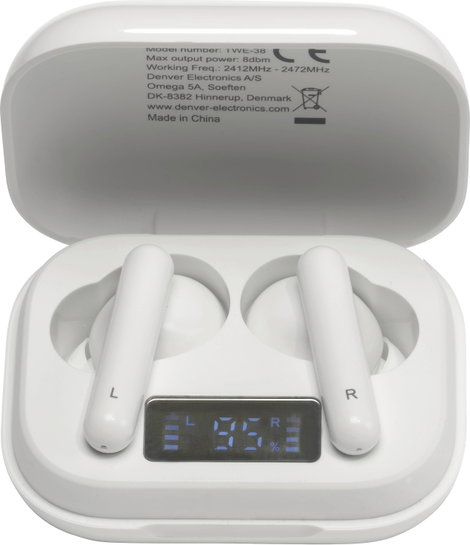 Denver TWE-38 In Ear fejhallgató Bluetooth® Fehér 5. kép