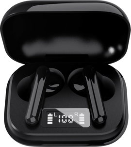 Denver TWE-38 In Ear fejhallgató Bluetooth® Fekete Elemtöltés kijelzés