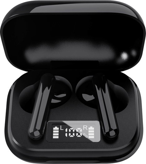 Denver TWE-38 In Ear fejhallgató Bluetooth® Fekete Elemtöltés kijelzés