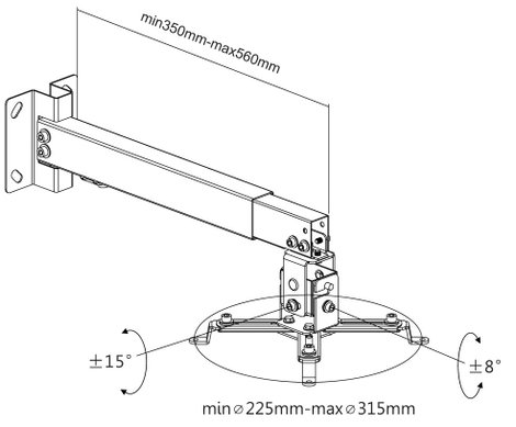 Reflecta Tapa Kivetítő mennyezeti tartó Padló/mennyezet távolsága (max.): 65 cm Max. faltól való táv 6. kép